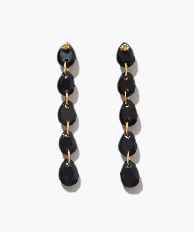 [eden] onyx tear drops pierced earring