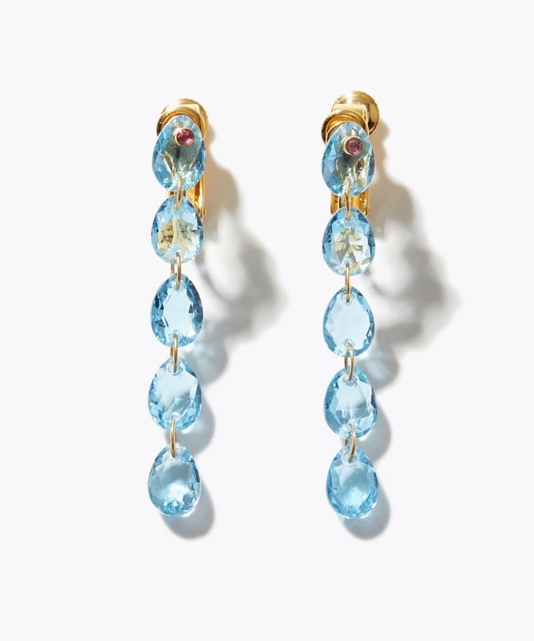 [eden] swiss blue topaz tear drops ear clip