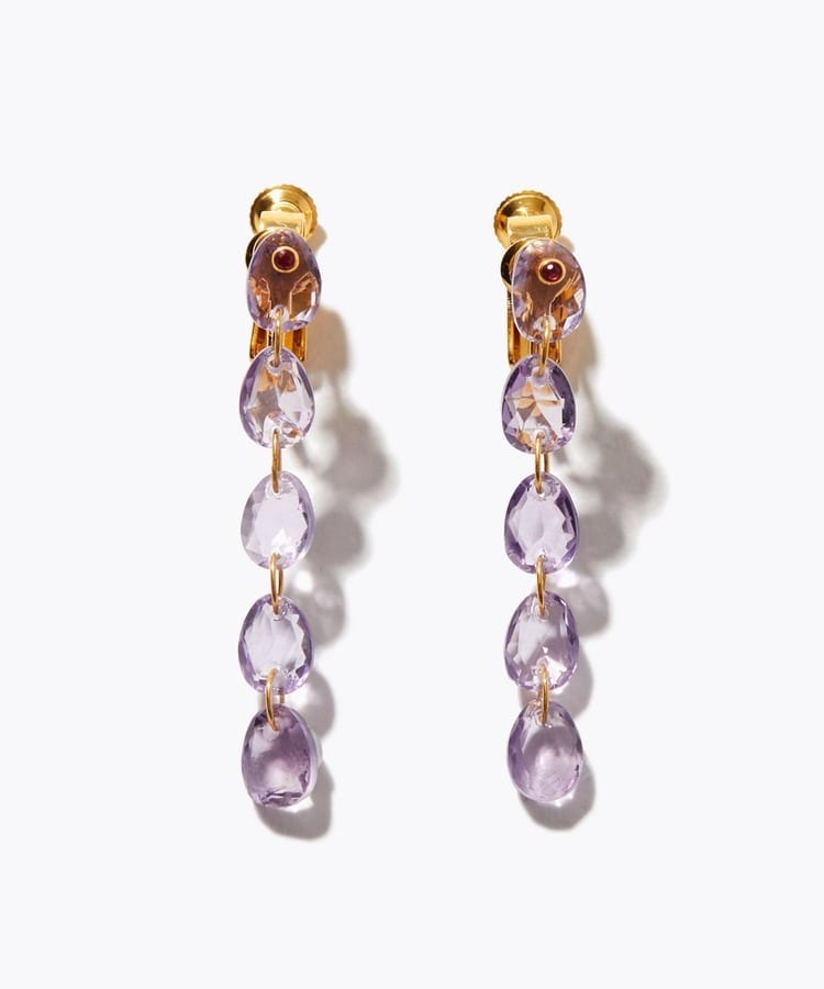 [eden] lavender amethyst tear drops ear clip