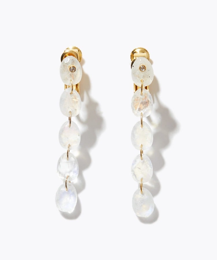 [eden] moonstone tear drops ear clip