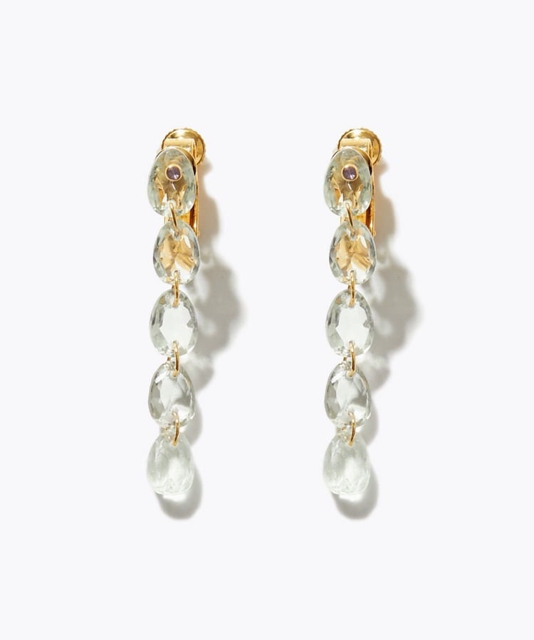 [eden] green amethyst tear drops ear clip