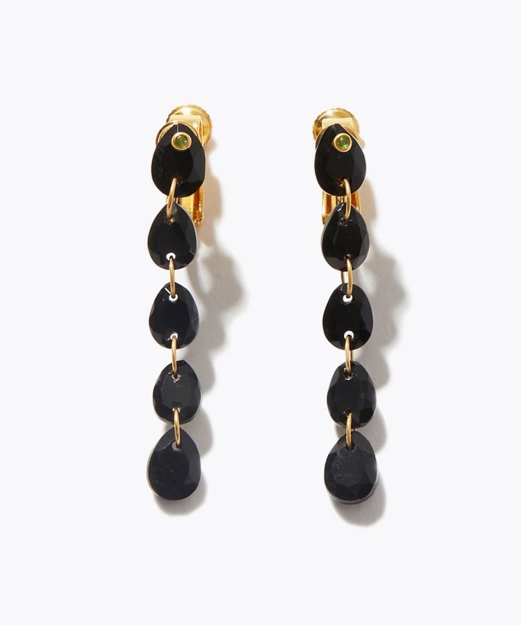 [eden] onyx tear drops ear clip