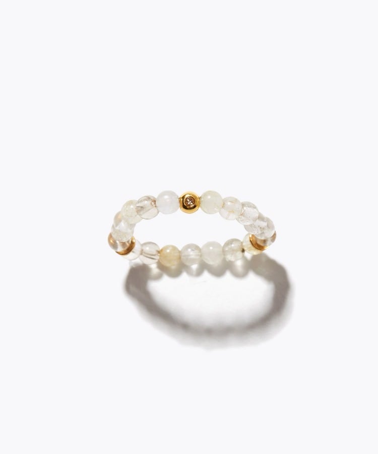 [amulette] [For money and a glittering fortune]gold rutilated quartz diamond ring