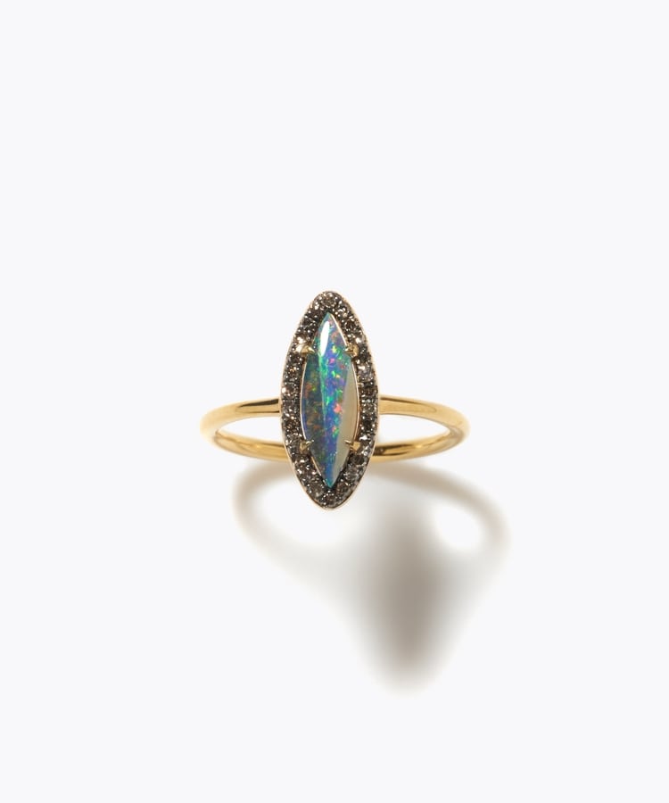 [elafonisi] One of a kind boulder opal pave diamond ring