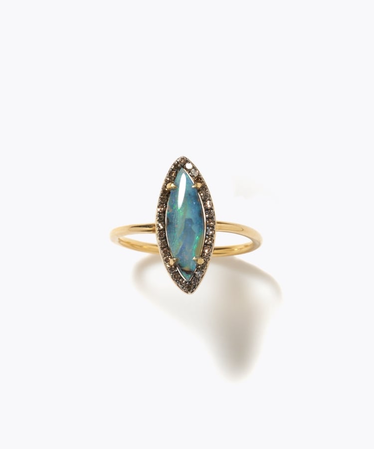 [elafonisi] One of a kind boulder opal pave diamond ring