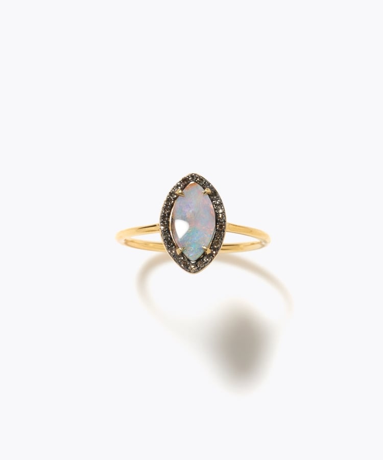 [elafonisi] One of a kind boulder opal pave diamond ring