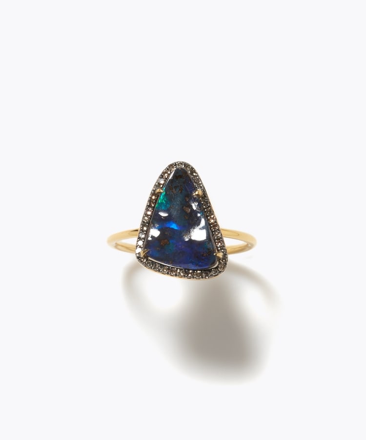 [elafonisi] One of a kind boulder opal pave diamond ring