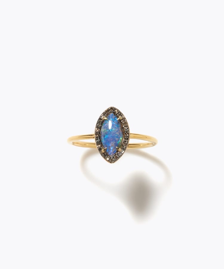 [elafonisi] One of a kind boulder opal pave diamond ring