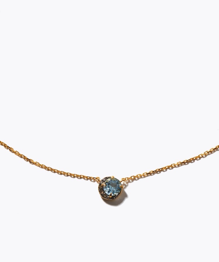 [elafonisi] blue topaz new moon pave diamond necklace
