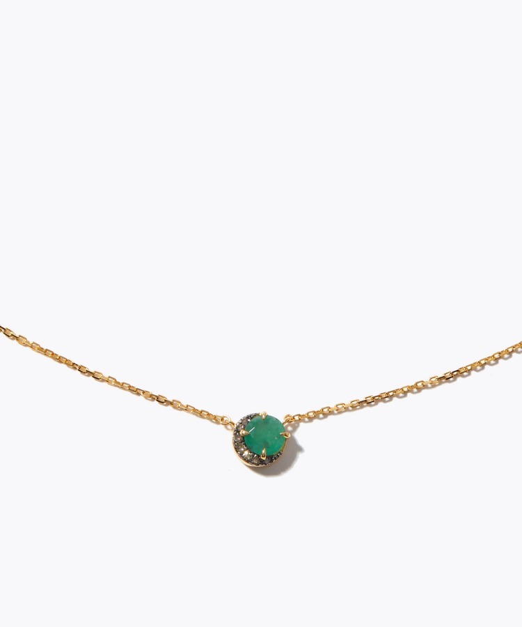 [elafonisi] emerald new moon pave diamond necklace