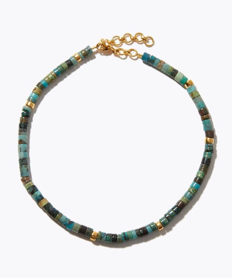 [elafonisi] chrysocolla pave diamond tire beads choker