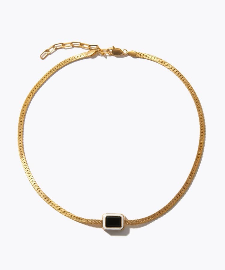 [ancient] onyx white enamel choker