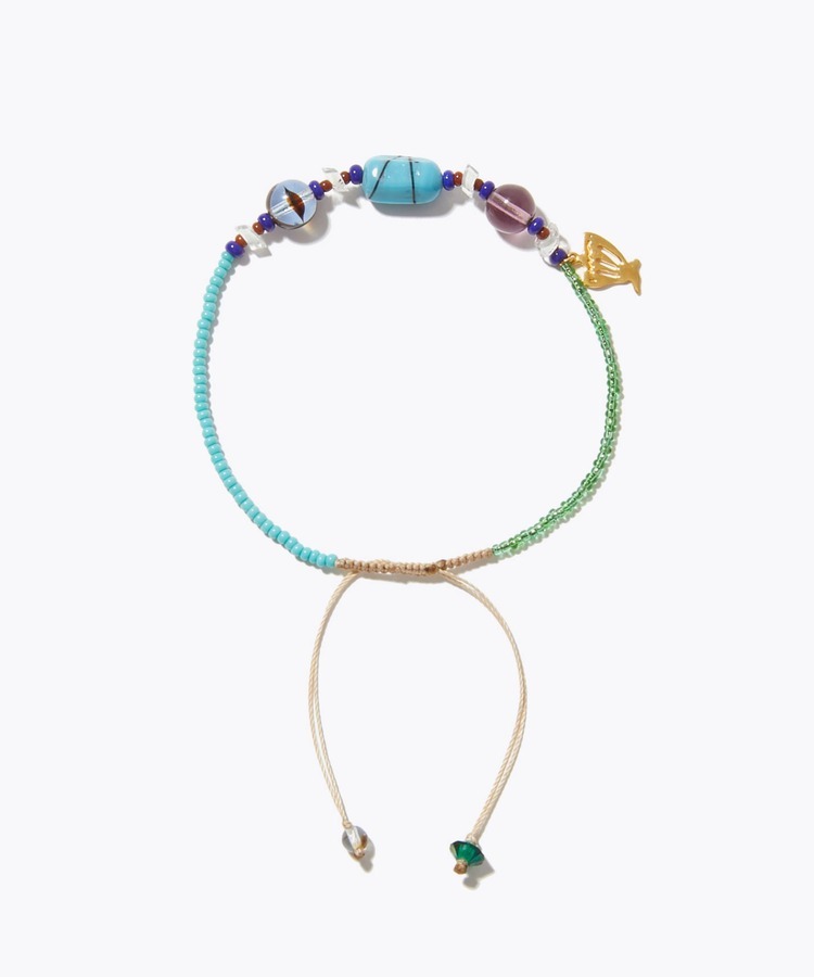 [I am donation] blue MIX shell anklet
