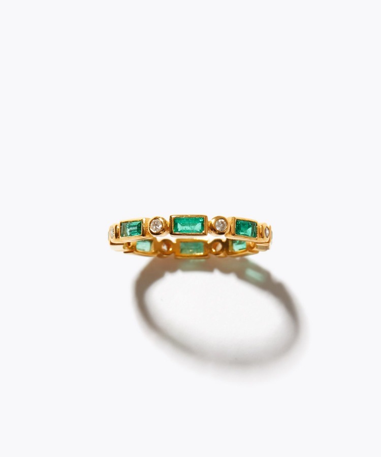 [eden] K10 baguette emerald eternity ring