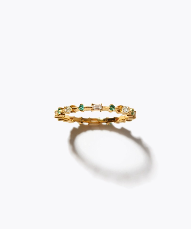 [eden] K10 baguette diamond emerald eternity ring