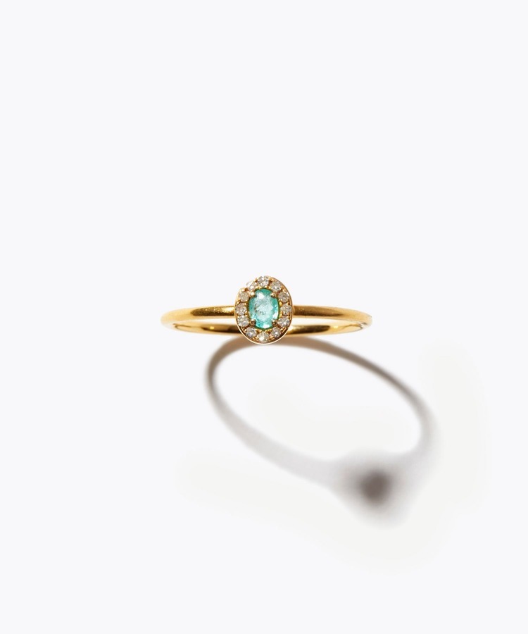 [elafonisi] One of a kind K10 paraiba tourmaline pave diamond ring