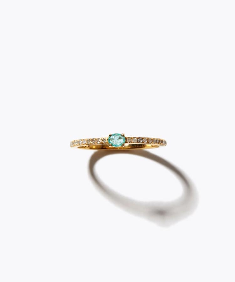 [elafonisi] One of a kind K10 paraiba tourmaline pave diamond eternity ring