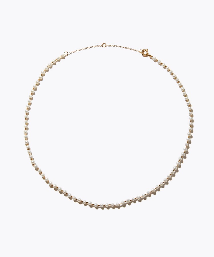 [philia] baby pearl gold grain necklace