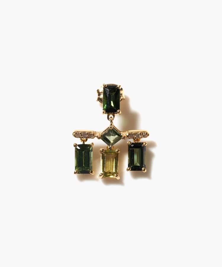 [elafonisi] 【2023 Winter Limited】One of a kind multi tourmaline chandelier single pierced earring