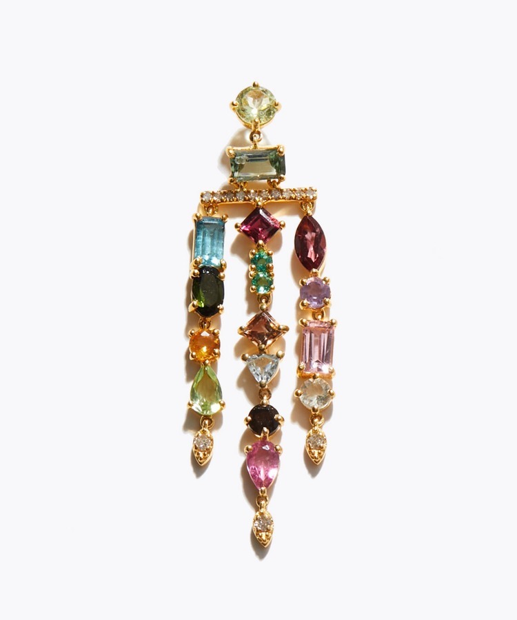 [elafonisi] 【2023 Winter Limited】One of a kind multi tourmaline luxury chandelier single pierced earring