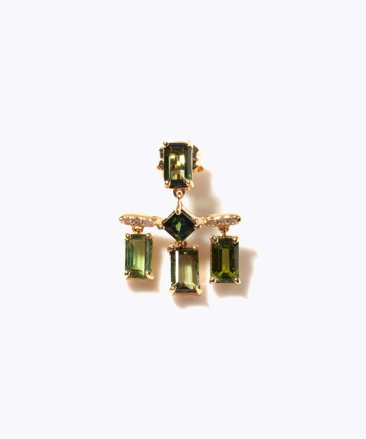 [elafonisi] 【2023 Winter Limited】One of a kind multi tourmaline chandelier single pierced earring