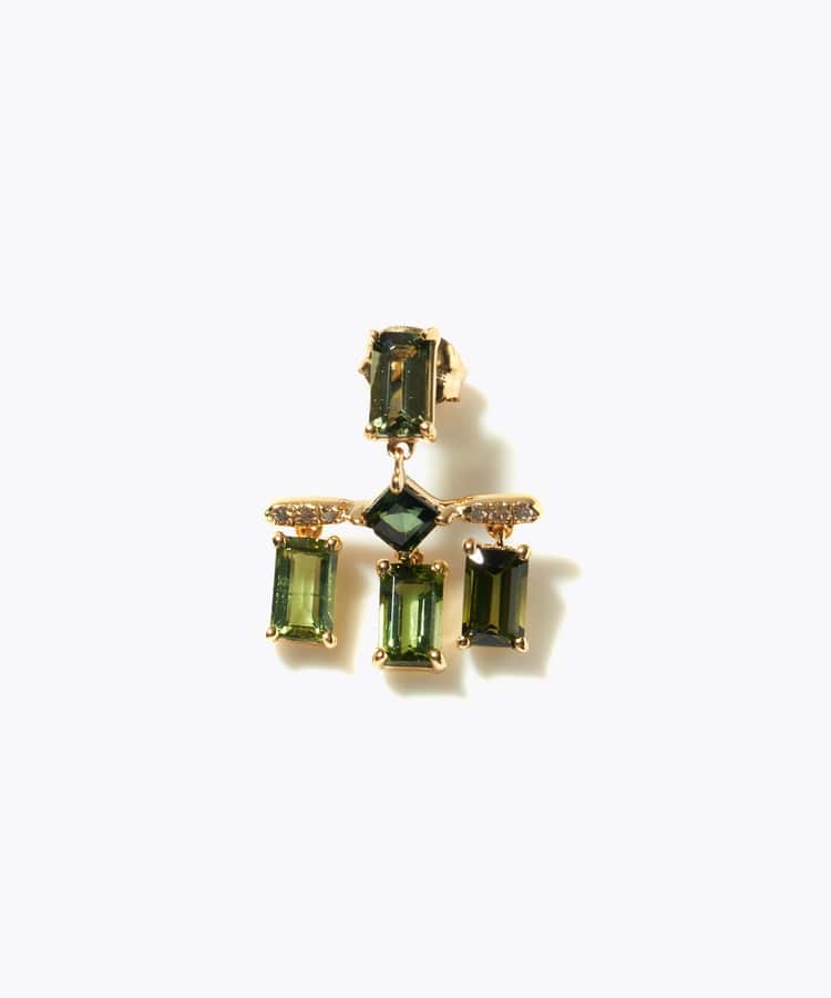 [elafonisi] 【2023 Winter Limited】One of a kind multi tourmaline chandelier single pierced earring