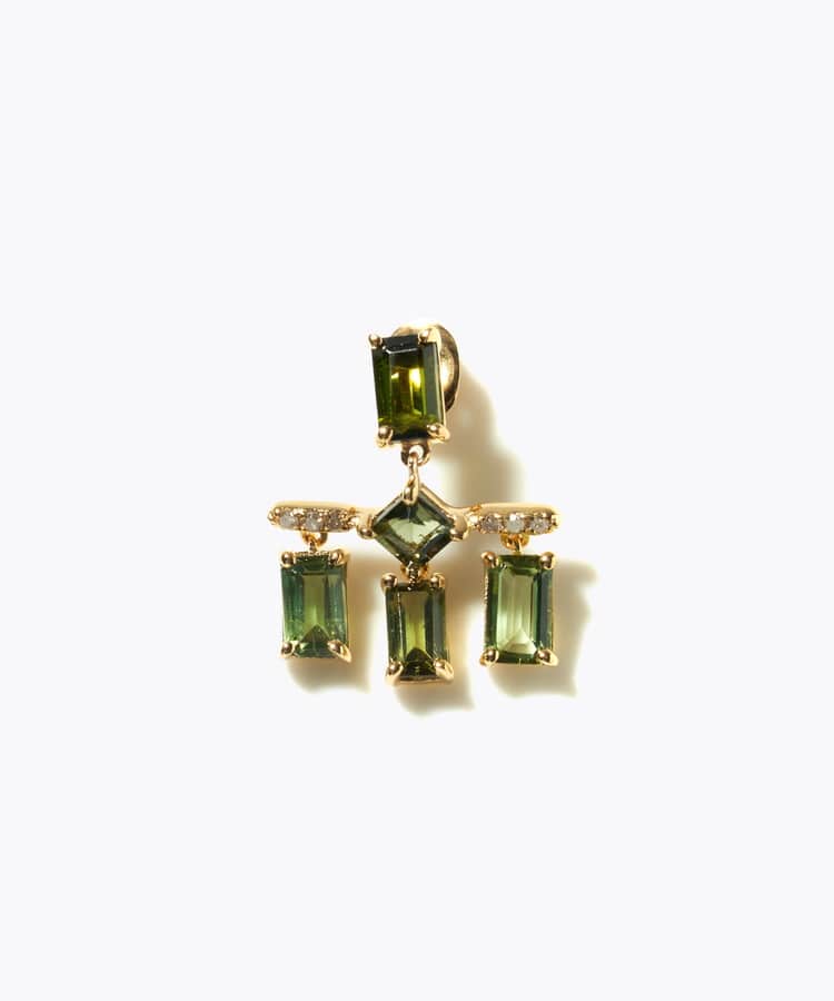 [elafonisi] 【2023 Winter Limited】One of a kind multi tourmaline chandelier single pierced earring