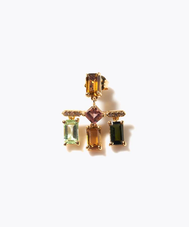 [elafonisi] 【2023 Winter Limited】One of a kind multi tourmaline chandelier single pierced earring