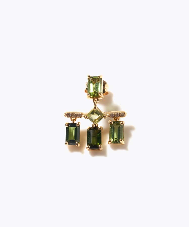 [elafonisi] 【2023 Winter Limited】One of a kind multi tourmaline chandelier single pierced earring