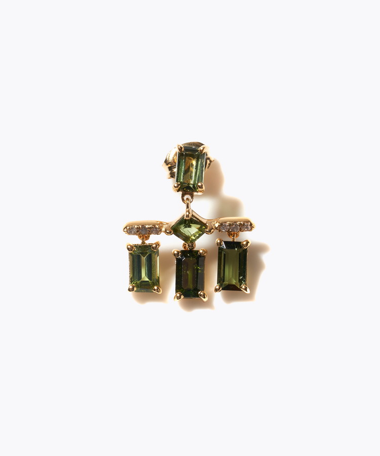 [elafonisi] 【2023 Winter Limited】One of a kind multi tourmaline chandelier single pierced earring