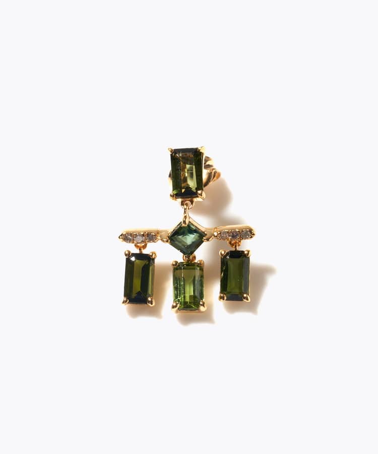 [elafonisi] 【2023 Winter Limited】One of a kind multi tourmaline chandelier single pierced earring