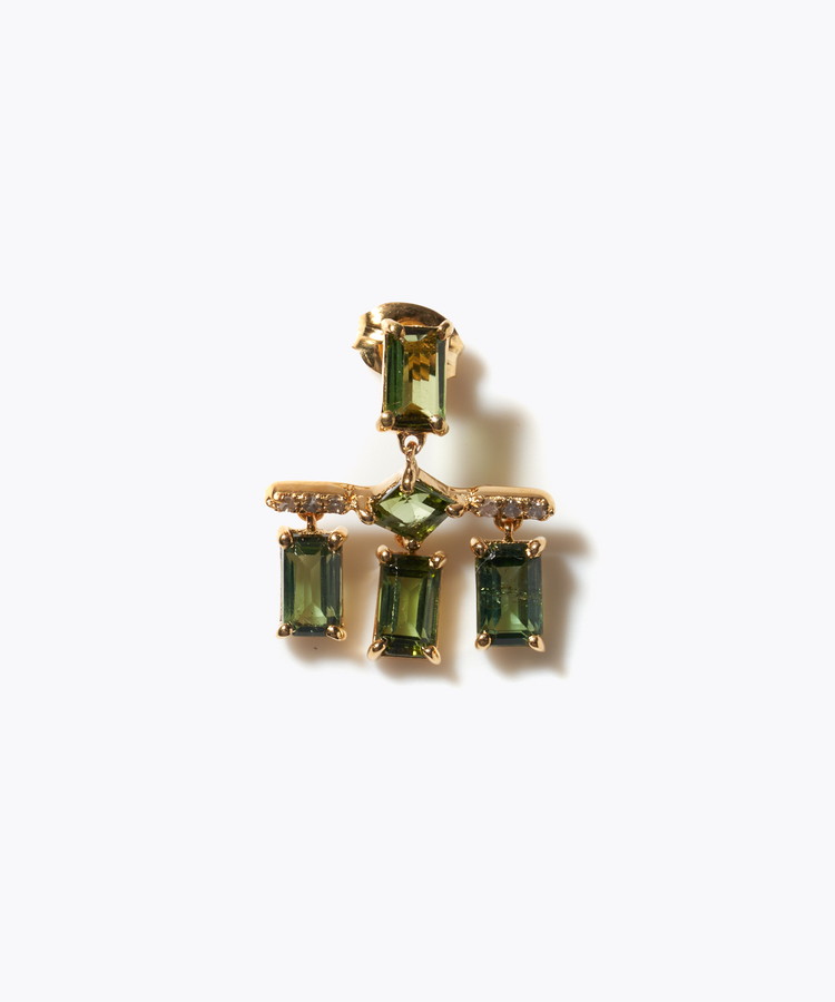 [elafonisi] 【2023 Winter Limited】One of a kind multi tourmaline chandelier single pierced earring