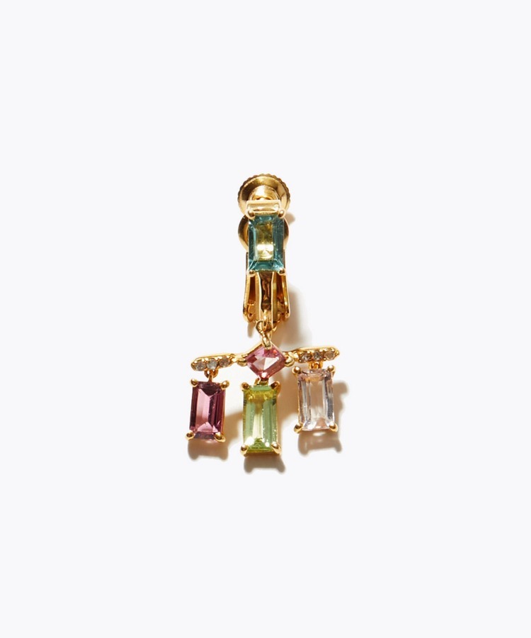 [elafonisi] 【2023 Winter Limited】One of a kind multi tourmaline chandelier single ear clip
