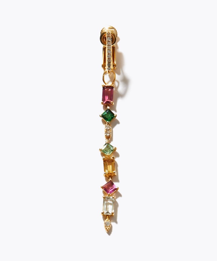 [elafonisi] 【2023 Winter Limited】One of a kind multi tourmaline pave hoop single ear clip