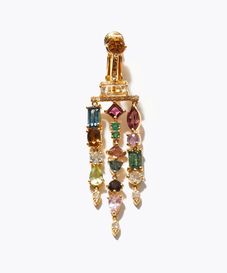 [elafonisi] 【2023 Winter Limited】One of a kind multi tourmaline luxury chandelier single ear clip