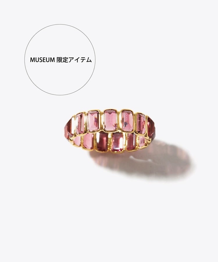 [eden] K14 rectangle pink tourmaline eternity ring