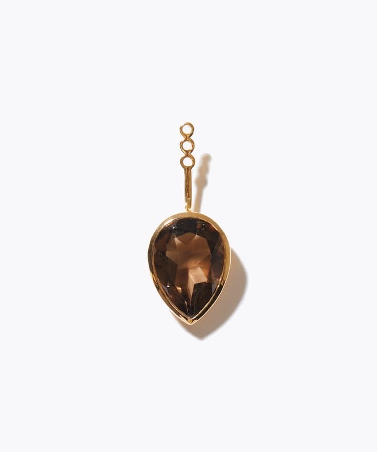 [lotus] smoky quartz big ear charm