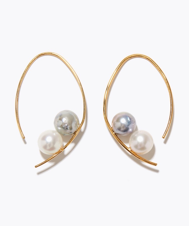 [philia] akoya pearl blue MIX pierced earring