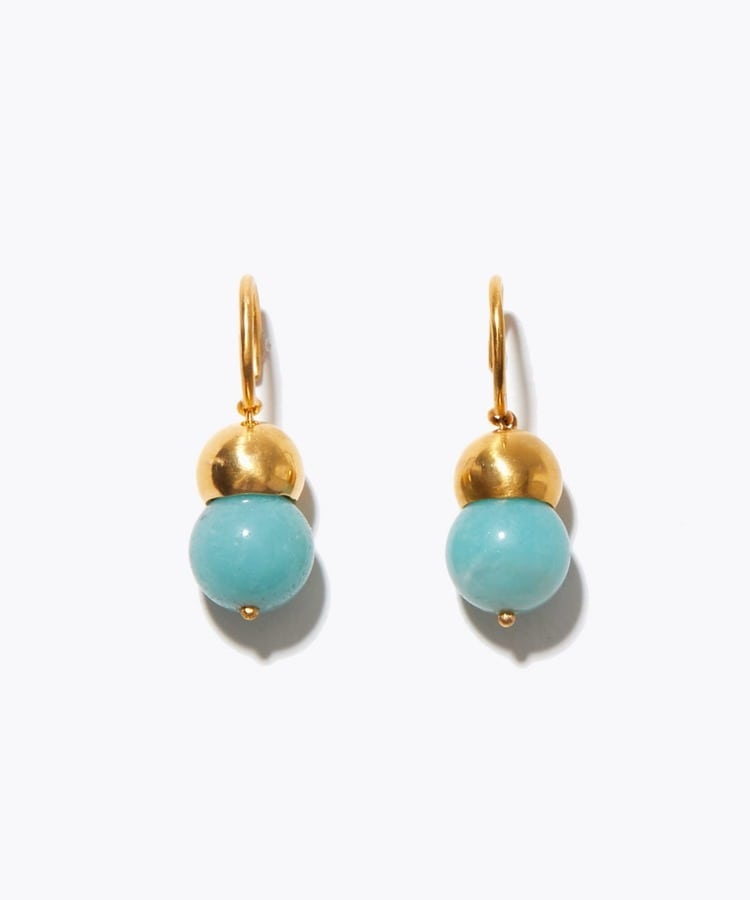 [ancient] amazonite acorn pierced earring