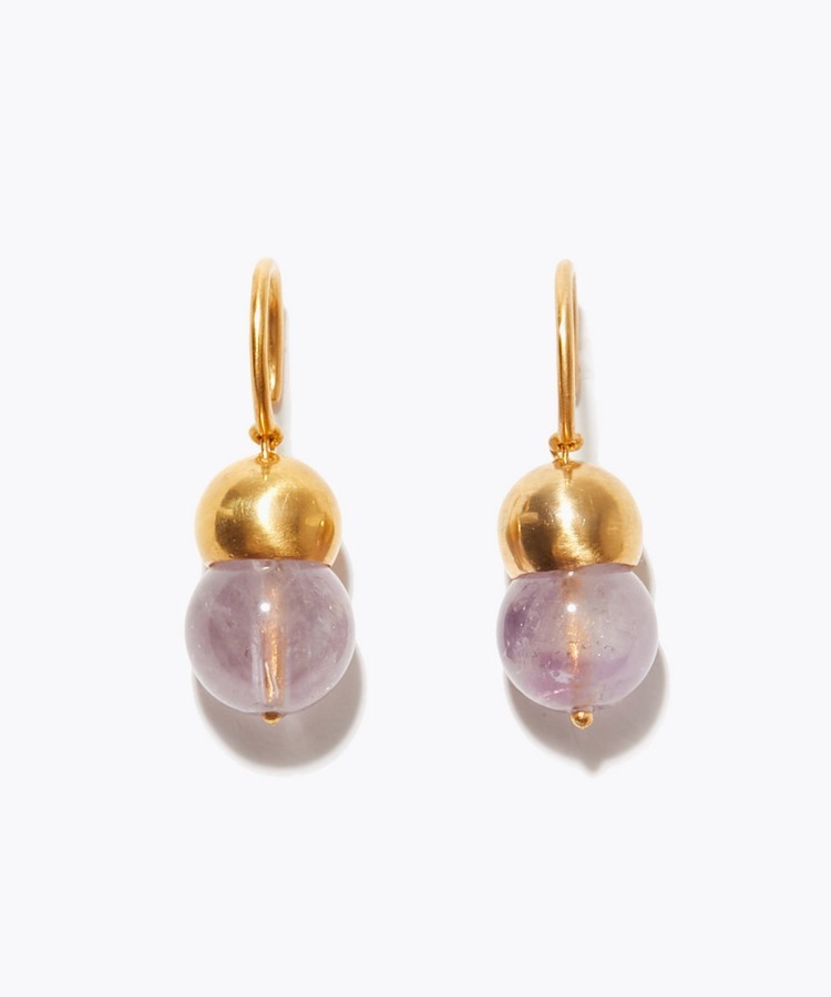 [ancient] lavender amethyst acorn pierced earring