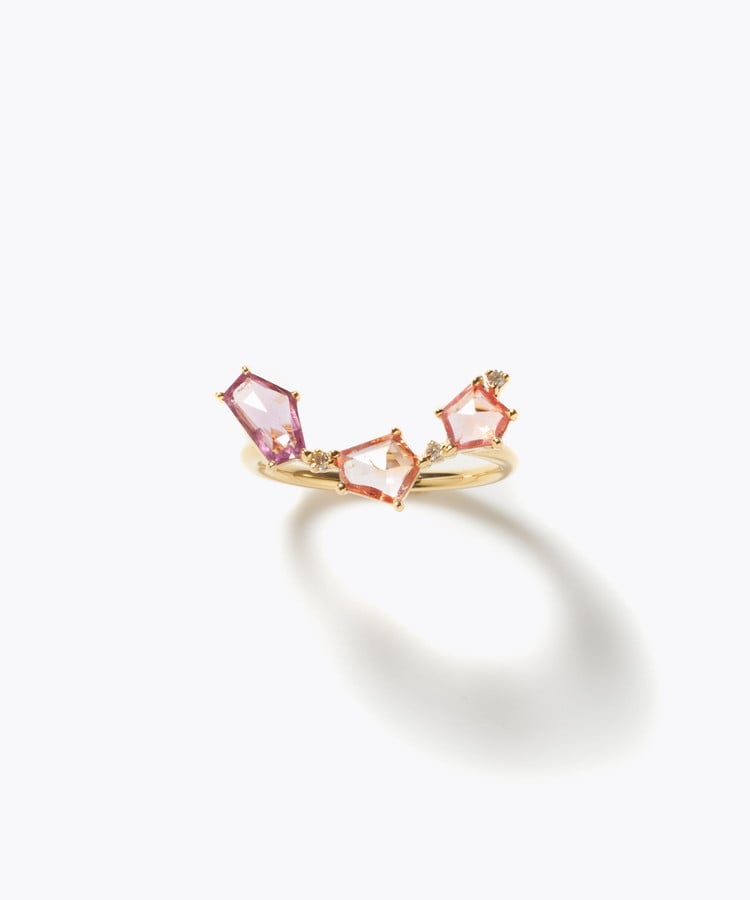 [eden] 【6th Anniversary Limited】One of a kind multi sapphire curved ring