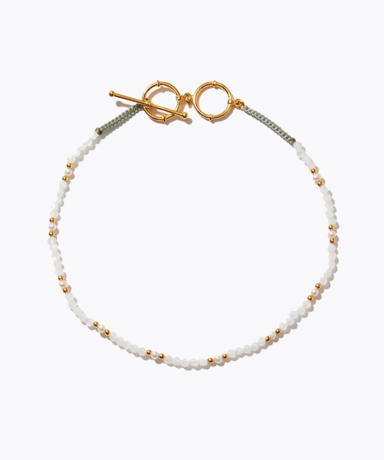 [I am donation] rainbow moonstone baby pearl anklet