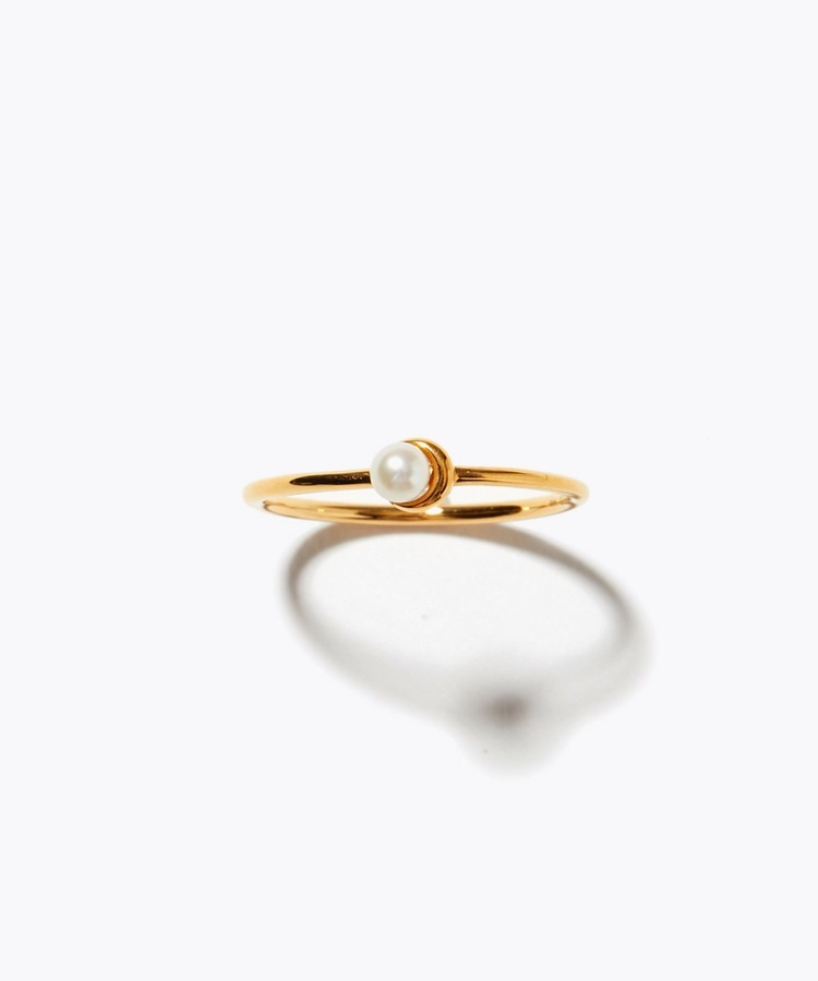 [philia] K10 akoya pearl new moon ring