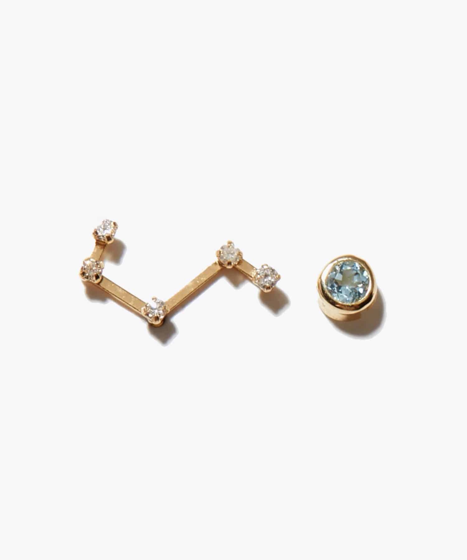 [constellation] K10 蠍座ダイヤモンド ブルートパーズ ピアス