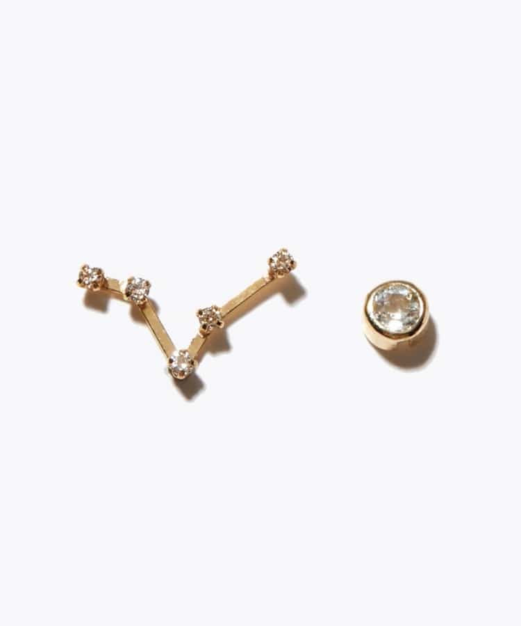 [constellation] K10 PISCES diamond aquamarine pierced earring