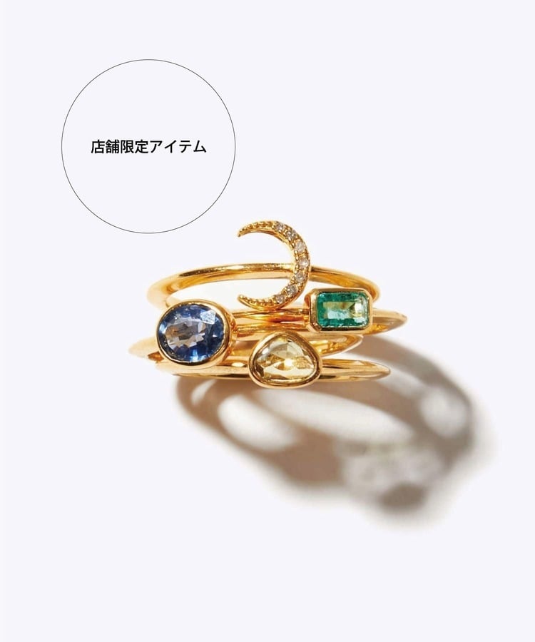 [glimmer] 【2024 Winter Limited】moon diamond multi stone stacking ring