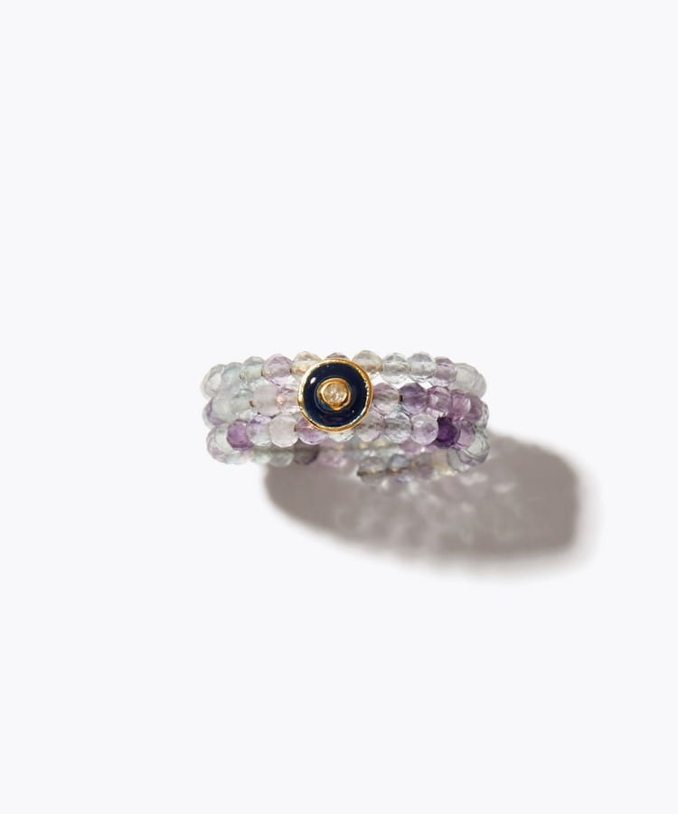 [amulette」 「Regulates the flow of chi and makes the intelligence bloom」fluorite diamond spiral ring