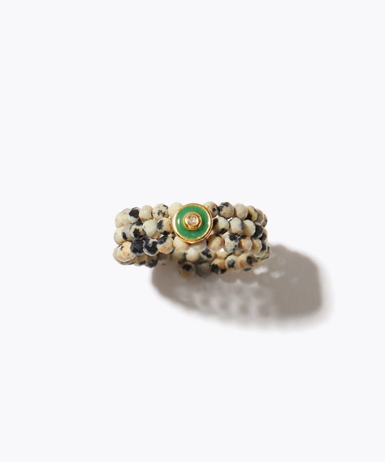 [amulette」「Increase judgment and lead to achieving goals」dalmatian jasper diamond spiral ring