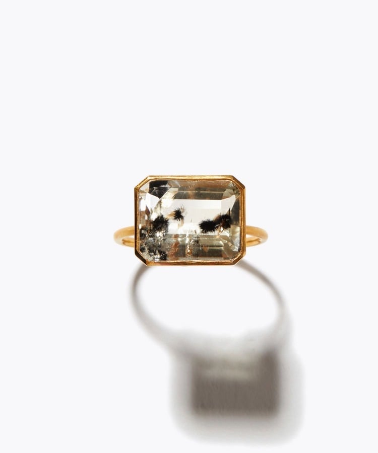 [eden] One of a kind K10 romanechite in citrine ring