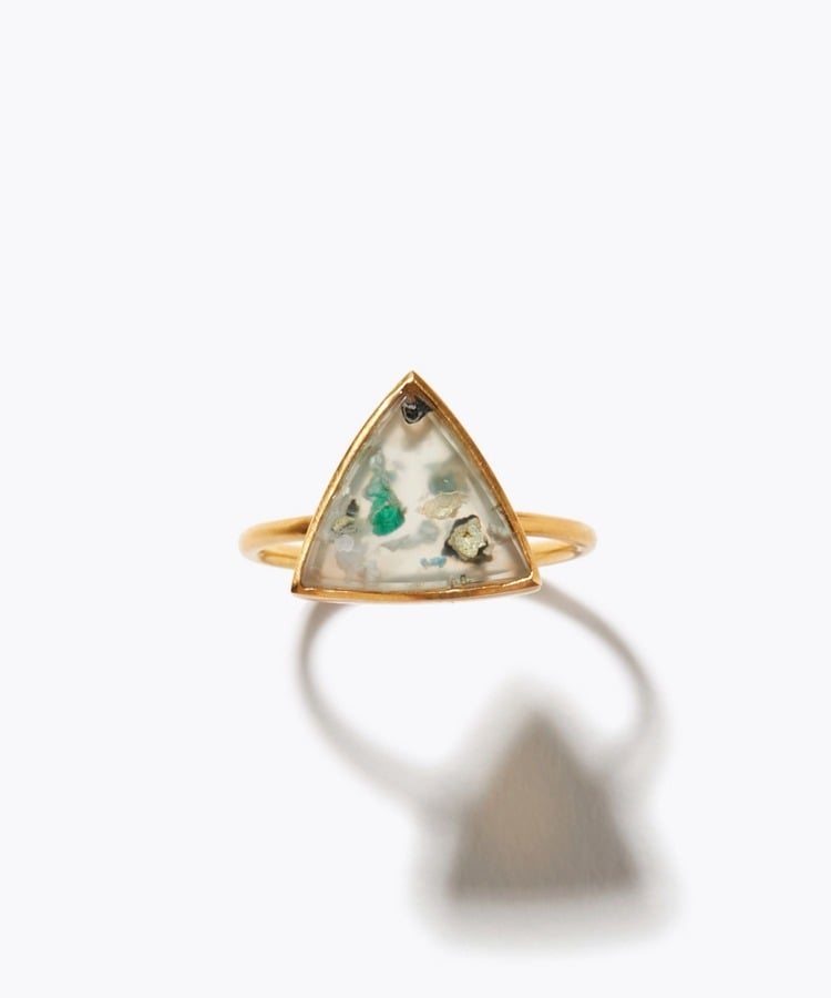 [eden] One of a kind K10 chrysocolla in chalcedony ring